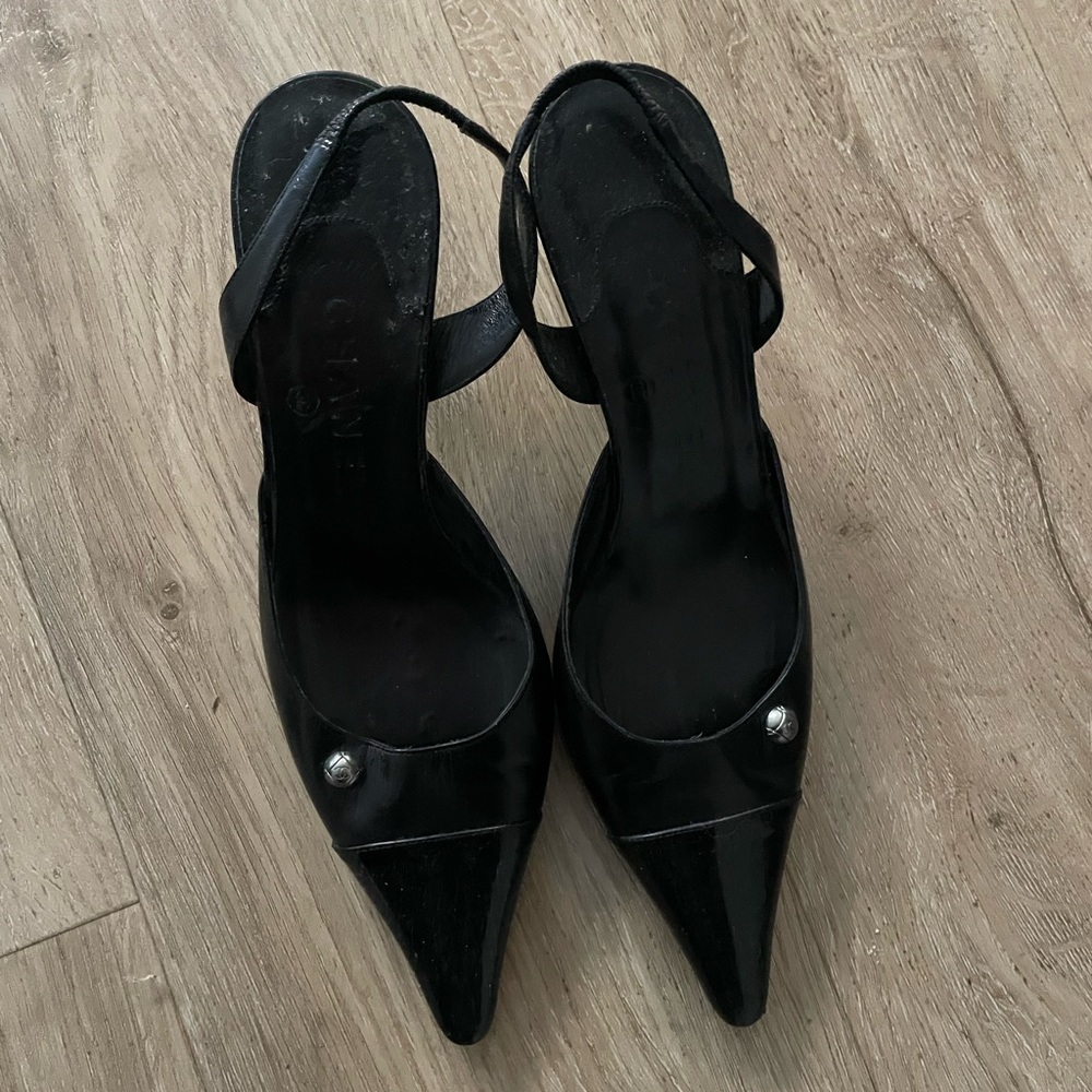 COPY - vintage chanel heels sling back black